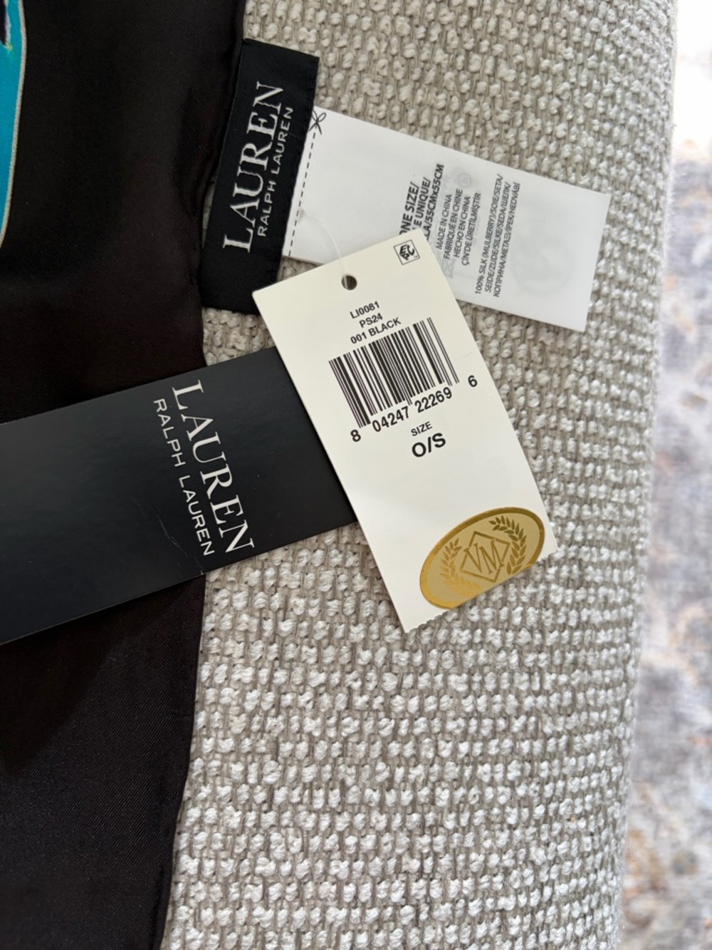 Lauren Ralph Lauren Black Label Silk Scarf - Black - Picture 5 of 6